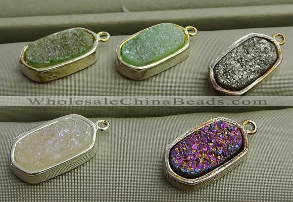 NGP7580 10*15mm oval plated druzy agate pendants wholesale