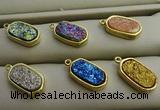 NGP7581 10*15mm oval plated druzy agate pendants wholesale