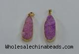 NGP8503 15*33mm - 17*40mm flat teardrop druzy agate pendants