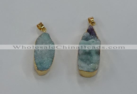 NGP8506 15*33mm - 17*40mm flat teardrop druzy agate pendants