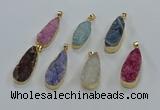 NGP8509 15*33mm - 17*40mm flat teardrop druzy agate pendants