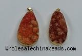 NGP8512 25*48mm - 27*52mm flat teardrop druzy agate pendants