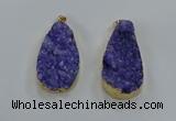 NGP8513 25*48mm - 27*52mm flat teardrop druzy agate pendants