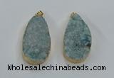 NGP8517 25*48mm - 27*52mm flat teardrop druzy agate pendants