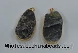 NGP8519 25*48mm - 27*52mm flat teardrop druzy agate pendants