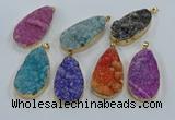 NGP8520 25*48mm - 27*52mm flat teardrop druzy agate pendants