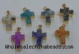 NGP8541 22*30mm - 25*35mm cross druzy agate pendants wholesale