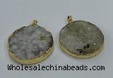 NGP8553 38mm - 40mm flat round druzy agate pendants wholesale