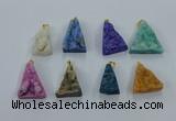 NGP8583 18*25mm - 25*40mm triangle druzy agate pendants wholesale