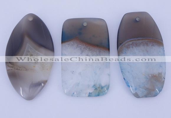 NGP909 5PCS 30mm*50-55mm mixed shape agate druzy geode gemstone pendants