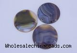 NGP934 5PCS 52mm flat round agate gemstone pendants wholesale