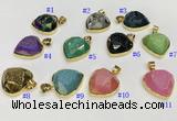 NGP9600 20mm faceted heart plated druzy agate pendants