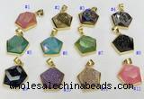 NGP9604 20*20mm faceted pentagon plated druzy agate pendants