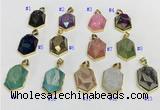 NGP9606 18*25mm faceted hexagon plated druzy agate pendants