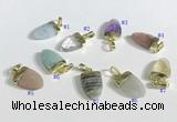 NGP9715 11*16mm arrowhead-shaped  mixed gemstone pendants wholesale