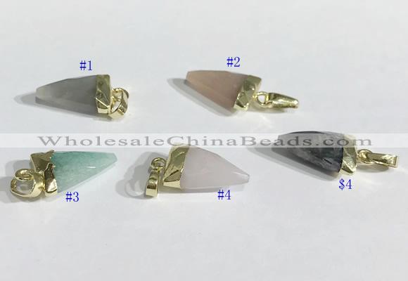 NGP9719 11*16mm arrowhead-shaped  mixed gemstone pendants wholesale