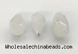 NGP9800 22*35mm - 25*40mm faceted nuggets white jade pendants