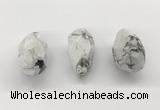 NGP9803 22*35mm - 25*40mm faceted nuggets white howlite pendants