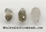 NGP9806 22*35mm - 25*40mm faceted nuggets smoky quartz pendants