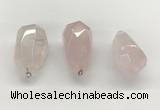 NGP9819 22*35mm - 25*40mm faceted nuggets rose quartz pendants