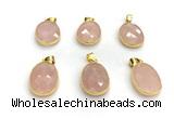 NGP9876 17*22mm faceted oval rose quartz pendant