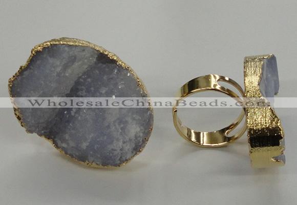 NGR09 25*35mm - 30*40mm freeform blue lace agate gemstone rings