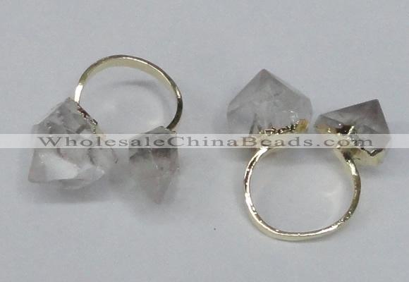 NGR103 13*18mm - 15*20mm faceted nuggets white crystal rings