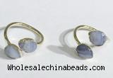 NGR1089 8*10mm faceted flat droplet blue lace agate rings wholesale