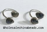 NGR1091 8*10mm faceted flat droplet labradorite rings wholesale