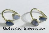 NGR1095 8*10mm faceted flat droplet kyanite & blue lace agate rings wholesale