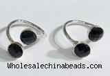 NGR1097 8mm faceted coin  black agate gemstone rings wholesale