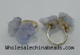 NGR11 15*20mm - 20*25mm nuggets plated druzy quartz rings