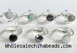 NGR1101 10mm faceted coin  mixed gemstone rings wholesale