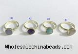 NGR1102 10mm faceted coin  mixed gemstone rings wholesale