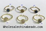 NGR1114 8mm coin  druzy agate gemstone rings wholesale