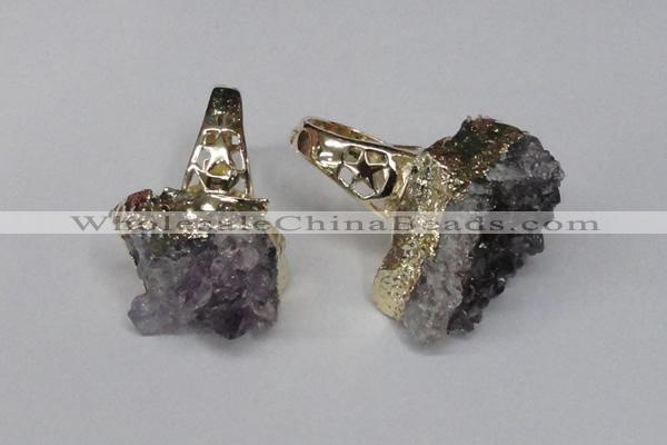 NGR113 18*35mm - 22*40mm faceted nuggets druzy amethyst rings