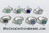 NGR1131 12mm square mixed gemstone gemstone rings wholesale