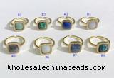 NGR1132 12mm square mixed gemstone gemstone rings wholesale