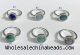 NGR1133 11mm flat round mixed gemstone gemstone rings wholesale