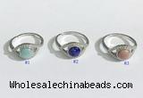 NGR1137 7mm flat round mixed gemstone gemstone rings wholesale