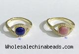 NGR1138 7mm flat round mixed gemstone gemstone rings wholesale