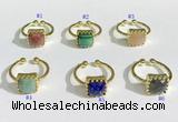 NGR1139 10mm square  mixed gemstone rings wholesale