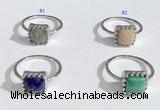 NGR1140 10mm square  mixed gemstone rings wholesale