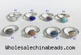 NGR1144 8*10mm faceted flat droplet mixed gemstone rings wholesale