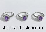 NGR1145 6*8mm faceted oval amethyst gemstone rings wholesale