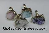 NGR133 18*25mm - 20*25mm freeform plated druzy quartz rings