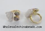 NGR148 8*10mm - 15*20mm nuggets druzy quartz rings wholesale