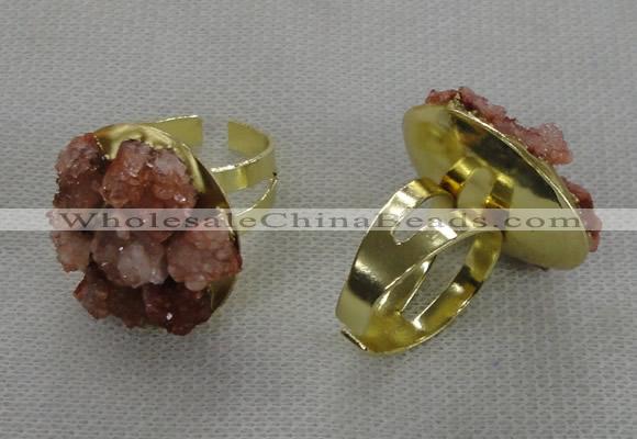 NGR178 25*30mm druzy agate gemstone rings wholesale