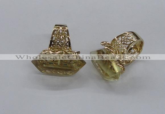 NGR201 15*25mm - 16*30mm faceted nuggets lemon quartz rings