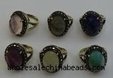 NGR2118 10*15mm faceted oval mixed gemstone rings wholesale